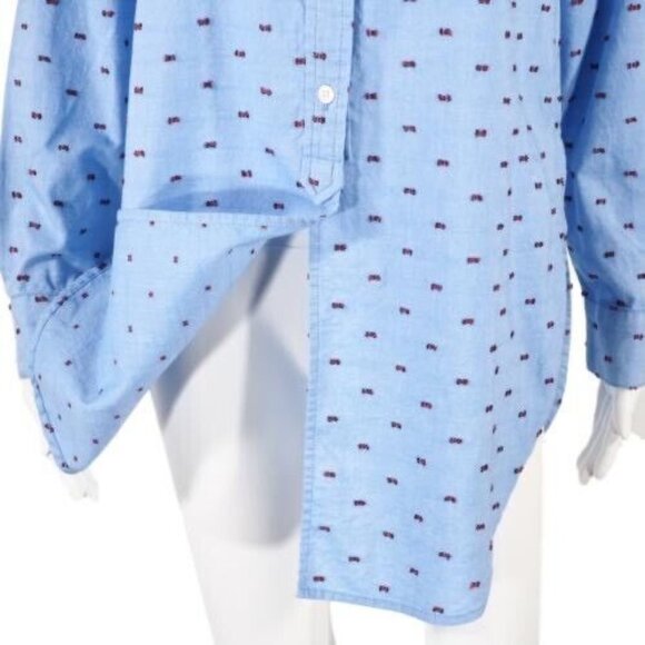 Gap  Womens Tunic Shirt Dress Size Small Oversized Long Sleeve Blue Red Flags - Picture 8 of 10